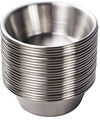 Thatyro 20Pcs Mini Stainless Steel Seasoning Dishes 2.3oz Dipping Sauce Bowls, Sushi Dipping Dishes for Individual Serving Condiments Meal Prep Snack Soy Dip Christmas Gifts(Silver)