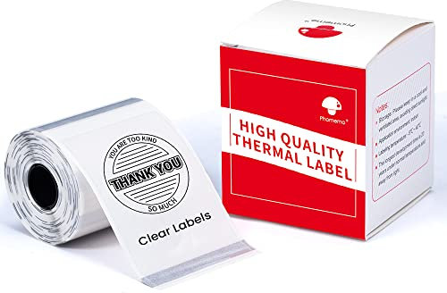 Phomemo M110 M120 M200 M220 M221 Mehrzweck-quadratisches selbstklebendes Etikett, 1.57x2.36(40x60mm), 130 Etiketten/Rolle, klar