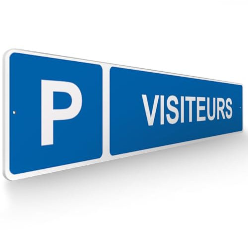 DECOHO - Panneau de signalisation pour parking · Emplacement réservé aux visiteurs - 48 x 10 cm - Bleu