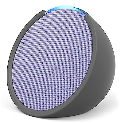 Echo Pop | Altavoz inteligente Bluetooth con Alexa de sonido potente y compacto | Lavanda + funda blanda, Made for Amazon, para Echo Pop (modelo del 2023), Gris