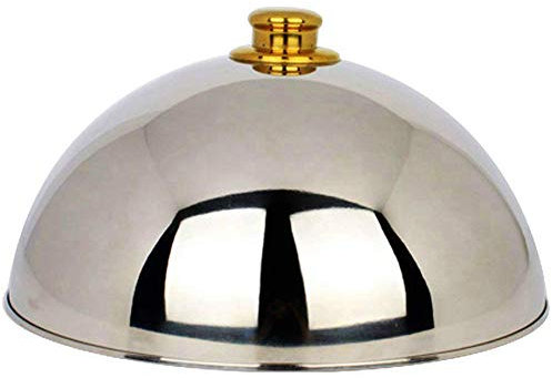 Tbkoeudhg Schmelzkuppel aus Edelstahl 12 und Deckel zum Dampfgaren, Deckel für Steak poliert, perfektionieren Gerichte mit oberem Grillrost