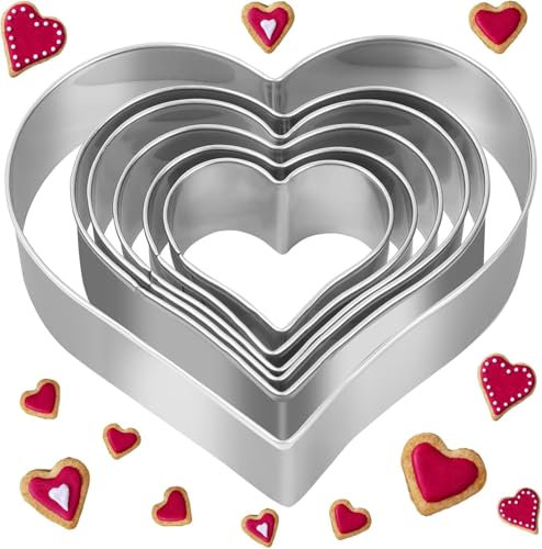 KWJEIULSOQ 6 Stück Ausstechformen Herz Plätzchenausstecher Ausstecher Weihnachten Keksausstecher, Plätzchen Ausstecher Cookie Cutter Ausstechformen Lustig Herzausstecher für Kekse, Fudge, Brotfrüchte