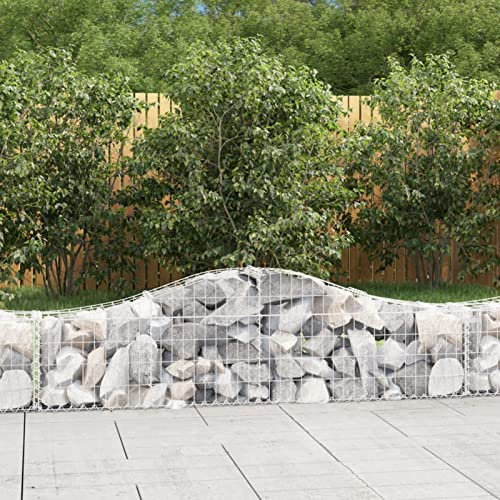 GuyAna Gabionen mit Hochbogen 5 STK. 200x30x40/60 cm Verzinktes Eisen Planter Box Brackets Gabionen Zaun Gabionenklammern