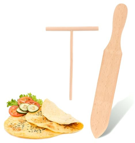 2 Pièces Crêpes Kit,Crêpes Distributeurs,Crêpes en Bois Spatule,Spatule Crepe,Étaleur de Pâte,Etaleur Crepe Épandeur,Crepiere Râteau,Outil Applicateur de Spatule,Outil pour Étaler les Crêpes