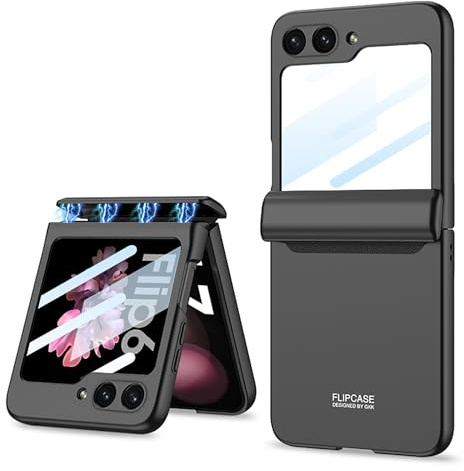 COQUE Funda Galaxy Z Flip 6,película Protectora de Carcasa con bisagras integradas, Carcasa Plegable con Todo Incluido,Funda de teléfono Plegable para Samsung Galaxy Z Flip 6 5G-Negro