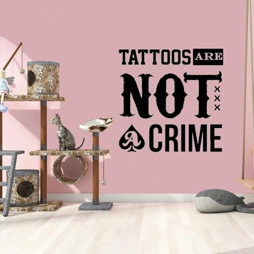 YOZYOOOZ Tattoo Zitat Wandtattoo Studio Salon Poster Vinyl Aufkleber Art Deco Wandbild bewegliche Tapete Tattoo Studio 56x56cm