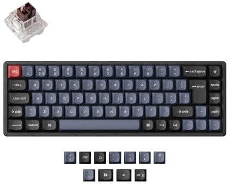 Keychron K6 Pro Custom Mechanical Keyboard ISO UK Layout, QMK/VIA Programmable Wireless Gaming Keyboard with Hot-Swappable Brown Switch, RGB Backlits, Aluminum Frame, PBT Keycaps for Mac Windows Linux