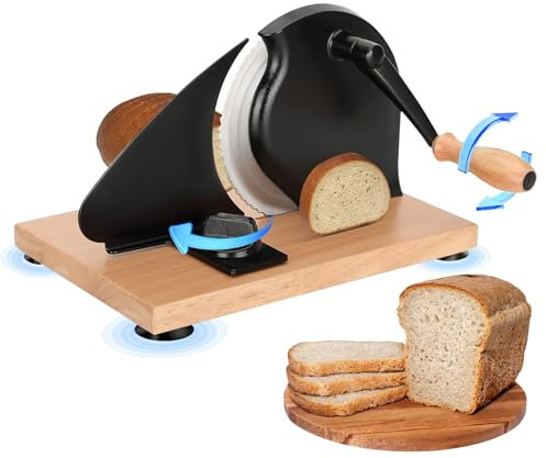 Phabcf Classic Manual Bread Slicer, Black, Teak and Aluminum Alloy, Stainless Steel Blade, 11.8 x 7.8 x 7.5 inches, 5.5 pounds
