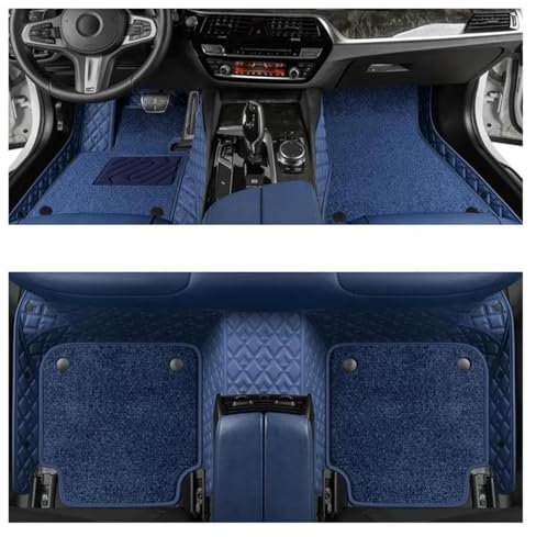 Fußmatten Für Suzuki Für SX4 S Cross 2020 2021 2022 Benutzerdefinierte Luxus-Fußmatten Automatten Zubehör Innenausstattung Ersatzteile Komplettset Gummimatten(Blau)