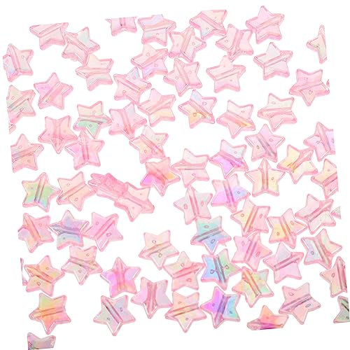 HOODANCOS 300stücke Acryl Fünf-punkte Stern Perlen Für Armbandherstellung Diy Bastelperlen Schmuckzubehör Rosa Auffädeln Für Halsketten Und Schlüsselanhänger