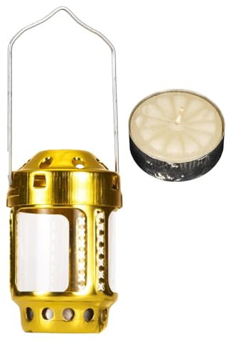 Farol de vela de té | Linterna portátil con mango para velas de té | Linterna de iluminación de aleación de aluminio para interiores y exteriores, soporte para velas de té, para pesca, playa