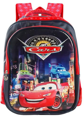 JWTRSVTY Cars Lightning Rucksack, Cars Rucksack Mädchen Jungen, Rennen Kindergartenrucksack, Autodesign Kinder Schulranzen, Verstellbare Träger, Auto Rucksack für Schule oder Reisen, 38 * 28 * 16 CM