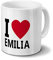 printplanet Tasse mit Namen Emilia - Motiv I Love Emilia - Namenstasse, Kaffeebecher, Mug, Becher, Kaffeetasse - Farbe Blau