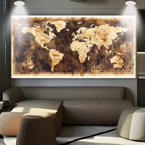 Diamond Painting Großes XXL 40x100cm Diamant Painting Bilder Vintage Weltkarte Diamond Art Erwachsene DIY Full Round Diamant Kunst Malerei zubehör Set Kreuzstich Bilder Home Wand Dekor Geschenk B13