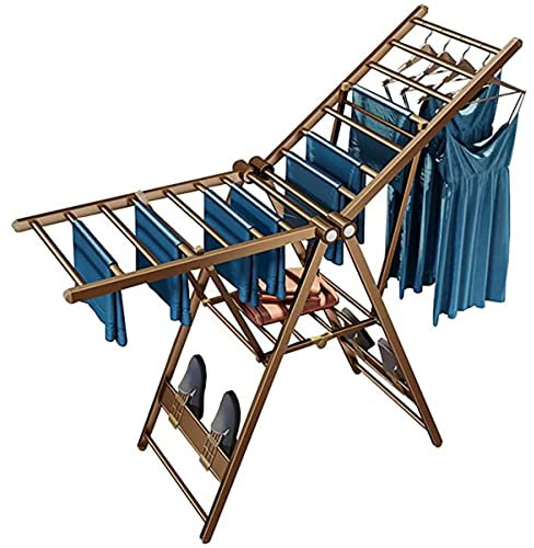 2-Level Laundry Drying Rack Laundry Hanger for Clothes Towels and Sheets/Rose Gold/170 * 60 * 150Cm