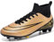 NUTTOPL Boys Football Boots Kids Soccer Athletics Astro Turf Training Shoes High Top Non-Slip Junior Soccer Shoes Outdoor Sneakers for Unisex Golden 2.5 UK