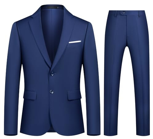 Autsel Mens Suits 2 Piece Slim Fit Two Buttons Business Tuxedo Jacket