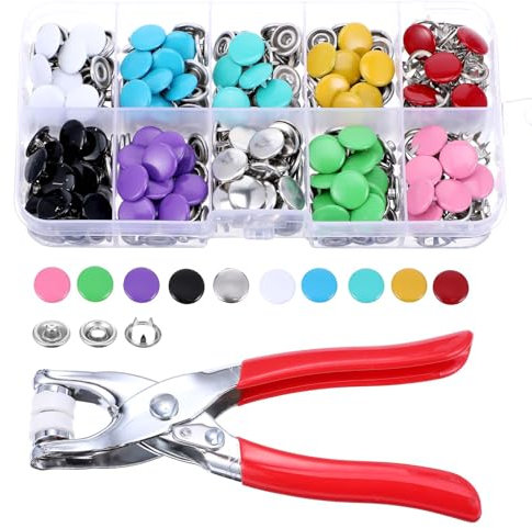 Lot de 100 Boutons Pression Avec Pinces 9,8 mm Sans Couture en Métal 10 Couleurs Pour Vêtements de Bébé et D'enfant Couture Réparation de Vêtements Faits Main Bricolage