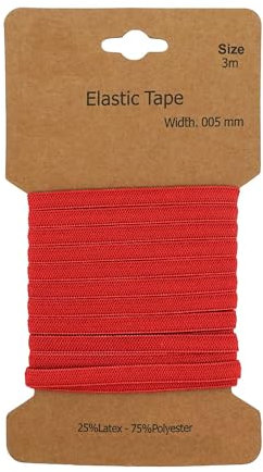 Gummiband 3m x 5mm Gummilitze Gummi elastisches Band Flachgummi Farbwahl, Farbe:rot