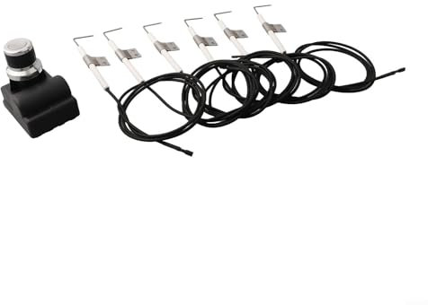 Gdfnmogo Kit d'allumage pour barbecue - 6 prises - Revêtement chromé électronique pour module d'allumage avec fils résistants à la chaleur - Accessoires de cuisine en plein air