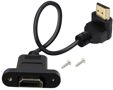 HuaLiSiJi HDMI Prolunga Montaggio a Pannello 4K 60Hz Cavo HDMI Maschio Femmina 90 Gradi per computer, lettore Blu Ray TV (Incurvato verso l'alto, 0.5 m)