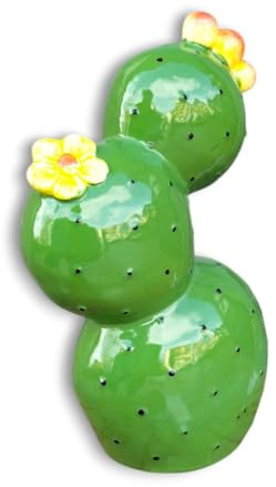 Vaso in ceramica a forma di Fichi D'india Con Fiori e Frutta, porta fiori decorativo, vaso multiuso da scrivania, piccola costruzione, multiuso, 20 x 12 cm, per casa, scuola, lavoro o spazi creativi