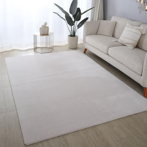 Ultra Soft Plush Anti-Slip Carpet Mat Living Room Large Area Rugs Modern Floor Bedroom Extra Large Size Non Shedding (Cream, 60 x 110 cm)