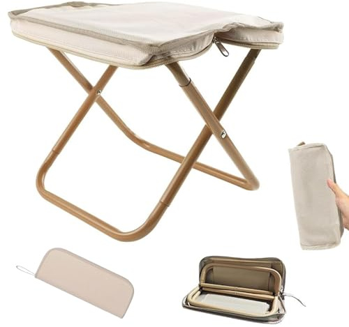 ARTGUTS Camping Hocker 30cm,Tragbarer Mini Klapphocker,Leicht Camping Klapphocker,Mini Hocker Klappstuhl für Wandern Garten Angeln Grillen Strand (Beige)