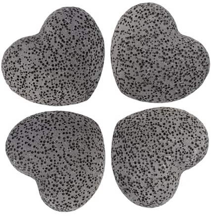 Nupuyai 4 STK. 45mm Lavastein Edelstein Herz Heilstein Duftstein Deko | Schwarzer Vulkangestein Herzstein, Taschenstein, Dekosteine für Aquarium Zuhause, Duftstein für Ätherische Öle