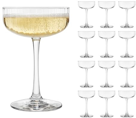 LIBBEY Trinkglas, Coupe LINEAR, 251 ml, 12er Set, Kristallklares Pressglas, Cocktailglas