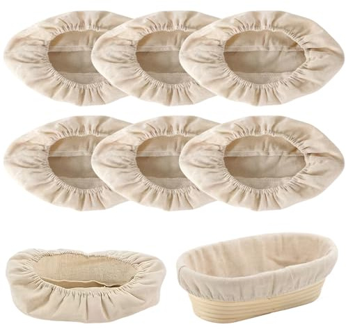 6 Pack Banneton Liner, 10 x 6 Inch Oval Bread Proofing Basket Cloth Liner, Reusable and Washable Quick-Dry Parchment Liners Sourdough for Universal, Natural Bowl Covers for Bread Making Accessories