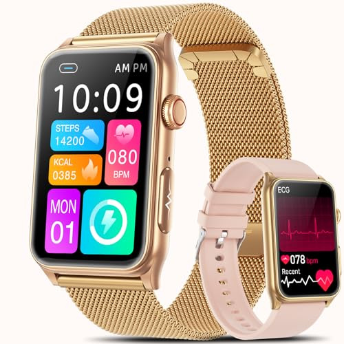 2026 New Smartwatch for Women with ECG/Blood Pressure/Heart Rate/Sleep/Apnea Monitor,1.57''Fitness Tracker with Bluetooth Calls/SOS Button,120+ Sports Modes Fitness Tracker Smart Watch for Android iOS