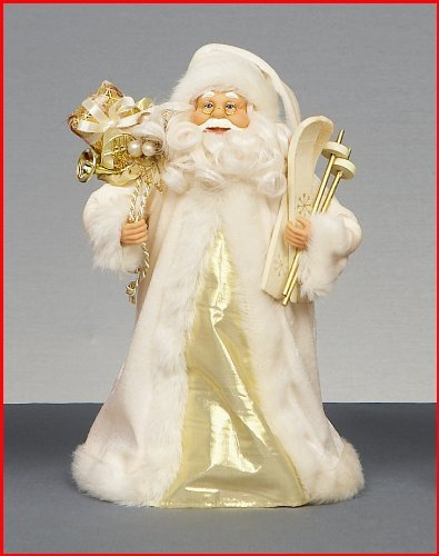 30cm Tree Top Santa or Free Standing Christmas Decoration - Cream