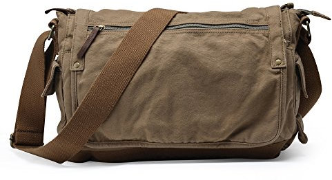 GOOTIUM Canvas Shoulder Bag - Vintage Cross Body Messenger Bag Mens Satchel, Army Green