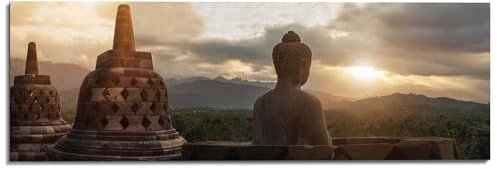 REINDERS Wandbild, Borobudur, Schlafzimmer, Bilder, Wanddeko, Room Decor, MDF, Braun, 52x156cm