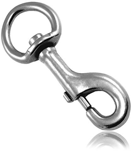 Ganzoo Karabiner-Haken mit Drehgelenk L: 105 mm, Bolzenkarabiner für Hunde-Leine, 1 Stück, Wirbelkarabiner, für Paracord 550 Hundehalsband, rostfreier Stahl, Schnapp-Karabiner Drehkopf, Farbe: Silber