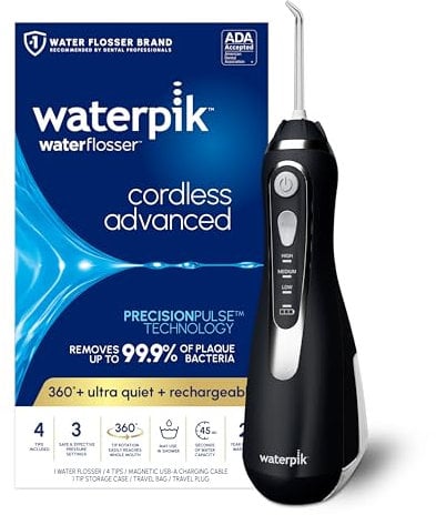 Waterpik Cordless Advanced Water Flosser, Brilliant Black