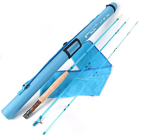 maxcatch Fiberglas Fliegenrute 8 '0 cm 5 WT/7' 0 cm 3 WT dreiteilige (blau/orange/transparent), blau