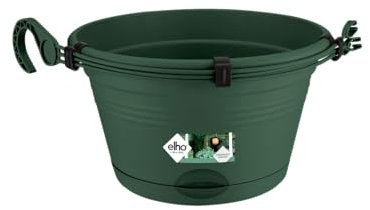 Elho Green Basics Suspension 28 - Pot De Fleurs pour Balcon & Extérieur - Ø 37.0 x H 16.5 cm - Vert/Leaf Green