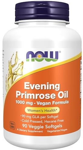 NOW Foods Supplements, Evening Primrose Oil 1000 mg, Cold Pressed, Hexane Free, Vegan Formula, 90 Veg Softgels