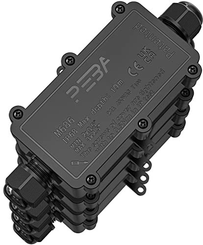 PEBA Abzweigdose, Erdkabel Klemmdose Verbindungsdose, 2 Wege Junction Box, IP68 Wasserdichte Verteilerdose, Kabelverbinder Aussen, Elektrischer Außenverteilerdose, 4mm-12mm, Schwarz (4 Stück)