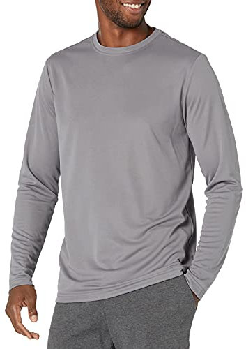 Amazon Essentials Men's Performance Tech Long-Sleeve T-Shirt, Medium Grey, XL