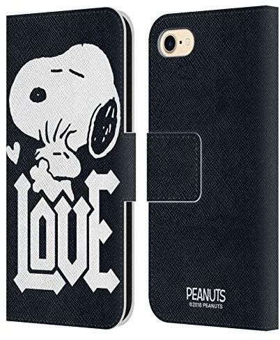 Head Case Designs Offizielle Peanuts Snoopy Woodstock Love Rock T-Shirts Leder Brieftaschen Handyhülle Hülle Huelle kompatibel mit Apple iPhone 7/8 / SE 2020 & 2022