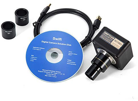 SWIFT SC1003-CK Optical Swiftcam 10 Megapixel Camera for Microscopes with Reducing Lens, Calibration Kit, Eyepiece Adapters and USB 3.0 Cable, Compatible with Windows/Mac/Linux