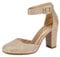 DREAM PAIRS Womens High Heels Closed Toe Court Shoes Block Ankle Strap Ladies Sandals for Wedding,Size 8,Gold/Glitter,Angela