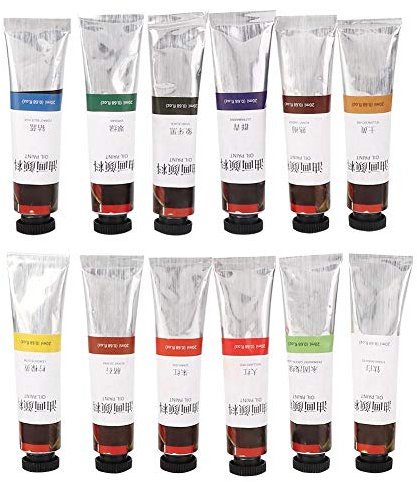 Couleurs à l'huile solubles dans l'eau Peinture 12 Set 20 ml Tubes, Couleurs assorties Aquarelle Peinture Set Art Peinture à l'huile pour artistes étudiants débutants