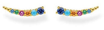 Thomas Sabo Damen Ohrringe Ear climber farbige Steine gold, 925 Sterlingsilber