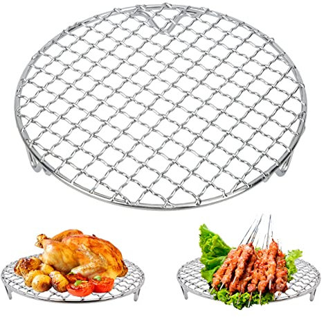 Agatige Rejilla Redonda de Acero Inoxidable para Enfriar la Barbacoa, Rejilla de Malla de Alambre para Hornear, Rejilla para cocinar al Vapor