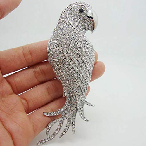 BAJIE Brosche Modeschmuck Braut Silber Papagei Vogel Anhänger Brosche Brosche Kristall Strass