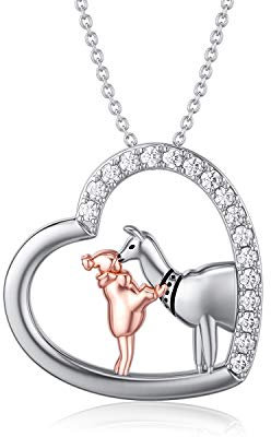 ROMANTICWORK Alpaka Lama Geschenke 925 Sterling Silber Lama Halskette Nettes Tierherz Anhänger Halskette Schmuck für Mutter Tochter Frauen Mädchen
